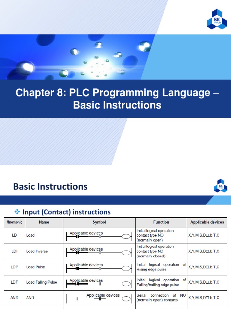 Chapter 8: PLC Programming Language - Basic Instructions | PDF ...