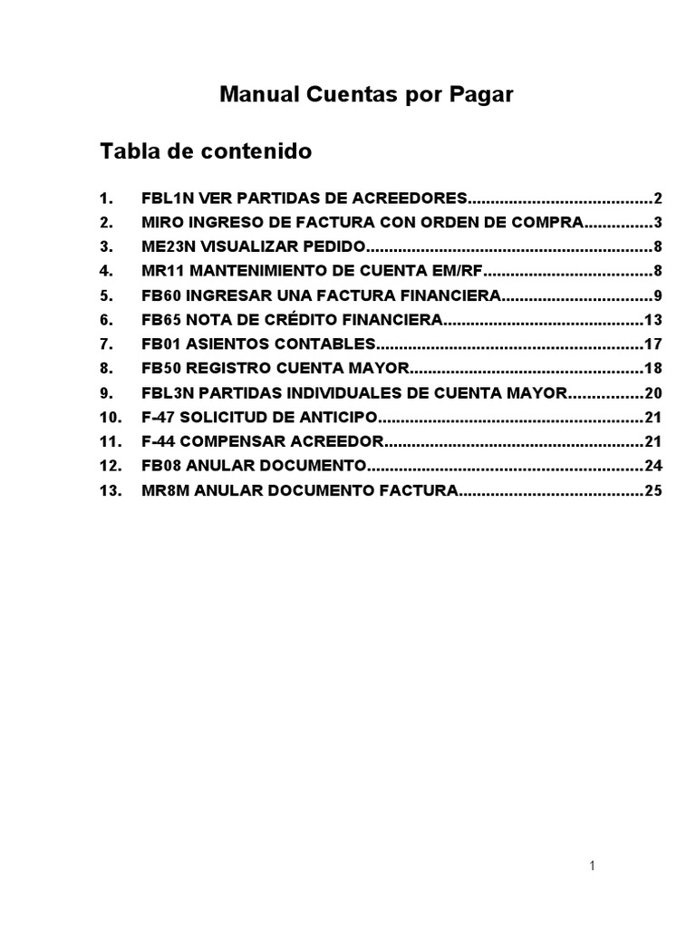 Manual de Procedimientos Cuentas por Pagar | PDF | Contabilidad | Factura