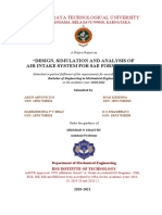 Visvesvaraya Technological University: Design, Simulation and Analysis of Air Intake System For Sae Formula Car"