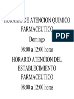 Horario de Atencion Quimico Farmaceutico