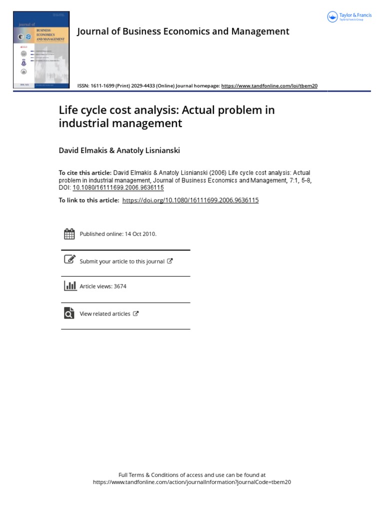 Life Cycle Cost Analysis in Management | PDF | Reliability Engineering ...