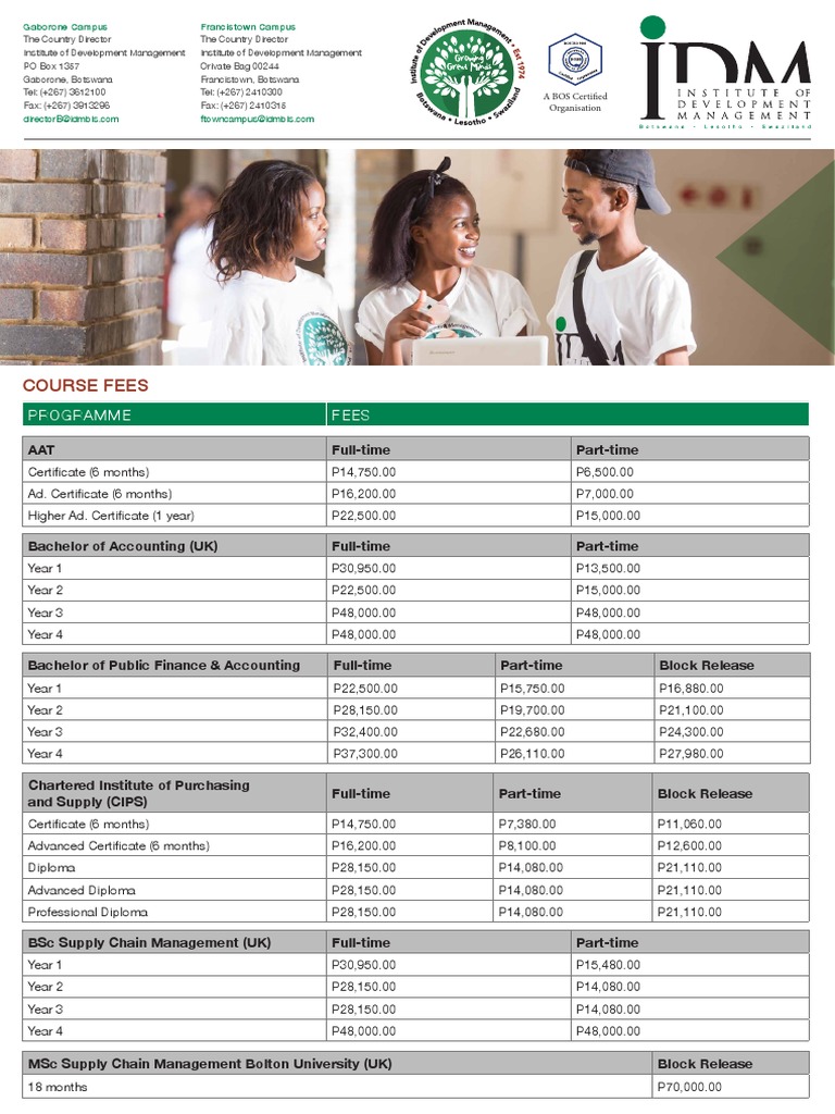 IDM Botswana Courses and Fees 2025 | PDF | Qualifications | Vocational ...