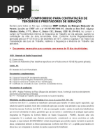 Termo de Compromisso Terceiros Documentos Necessários Para Integração
