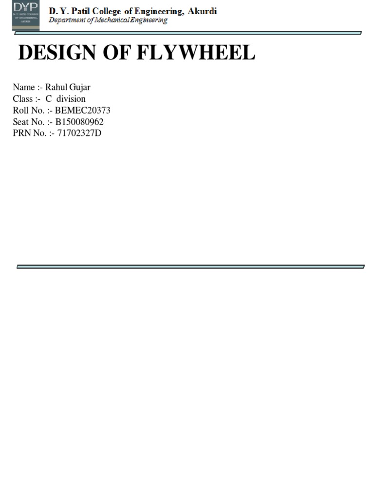 Design of Flywheel PDF Mechanics Nature