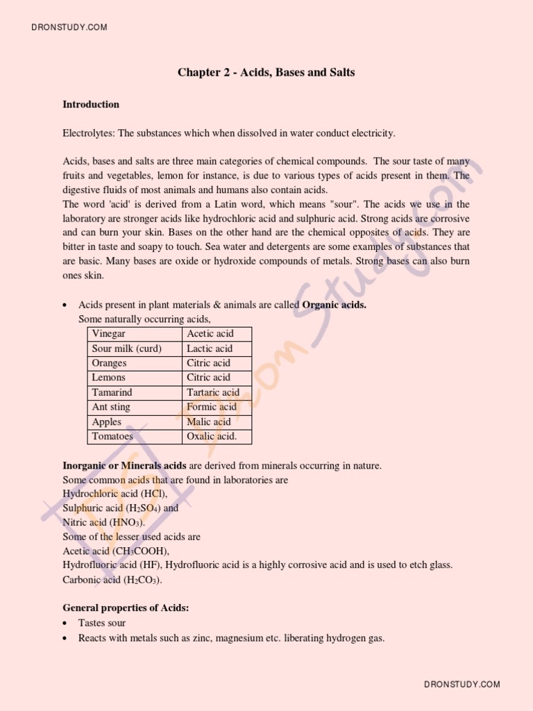 Class 10 Science Chapter Notes | PDF | Sodium Carbonate | Hydroxide