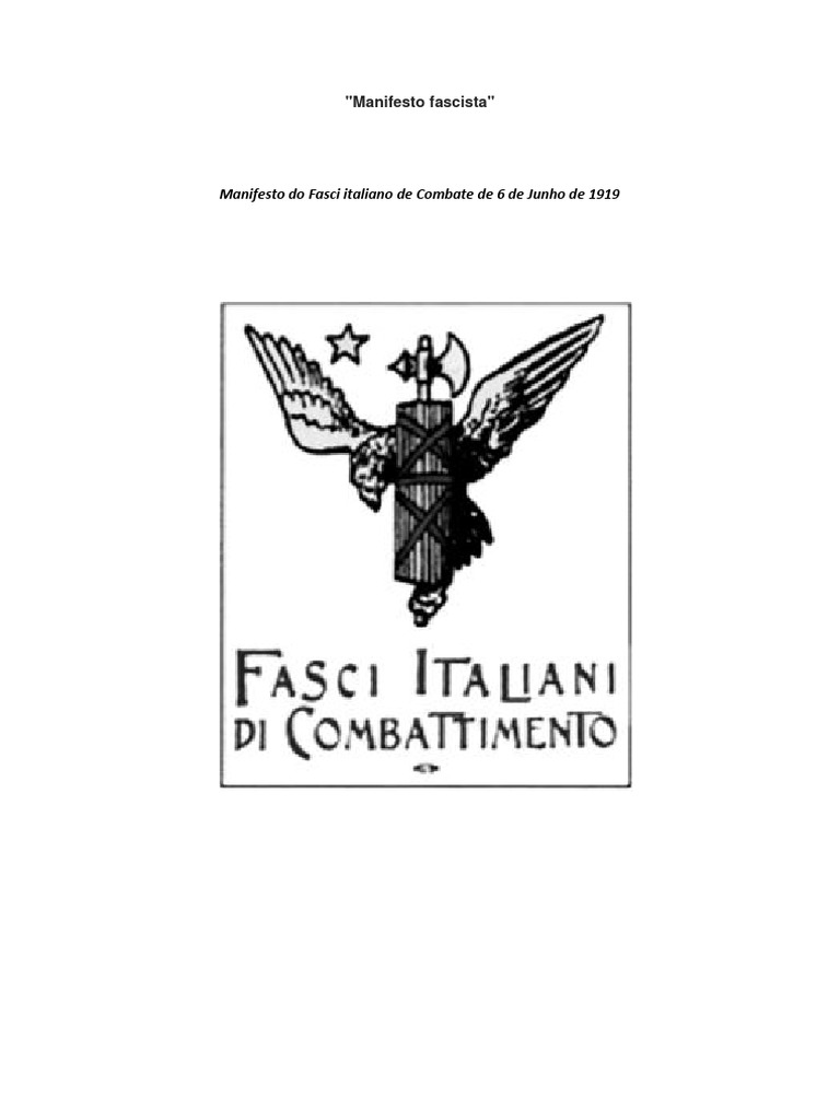 Manifesto do Fasci de Combate de 1919 | PDF | Fascismo | Itália