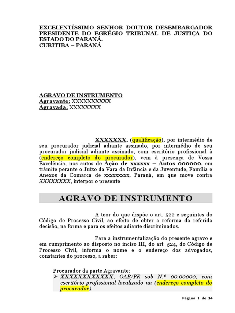 01 - Agravo - de - Instrumento - Ajg, PDF, Advogado