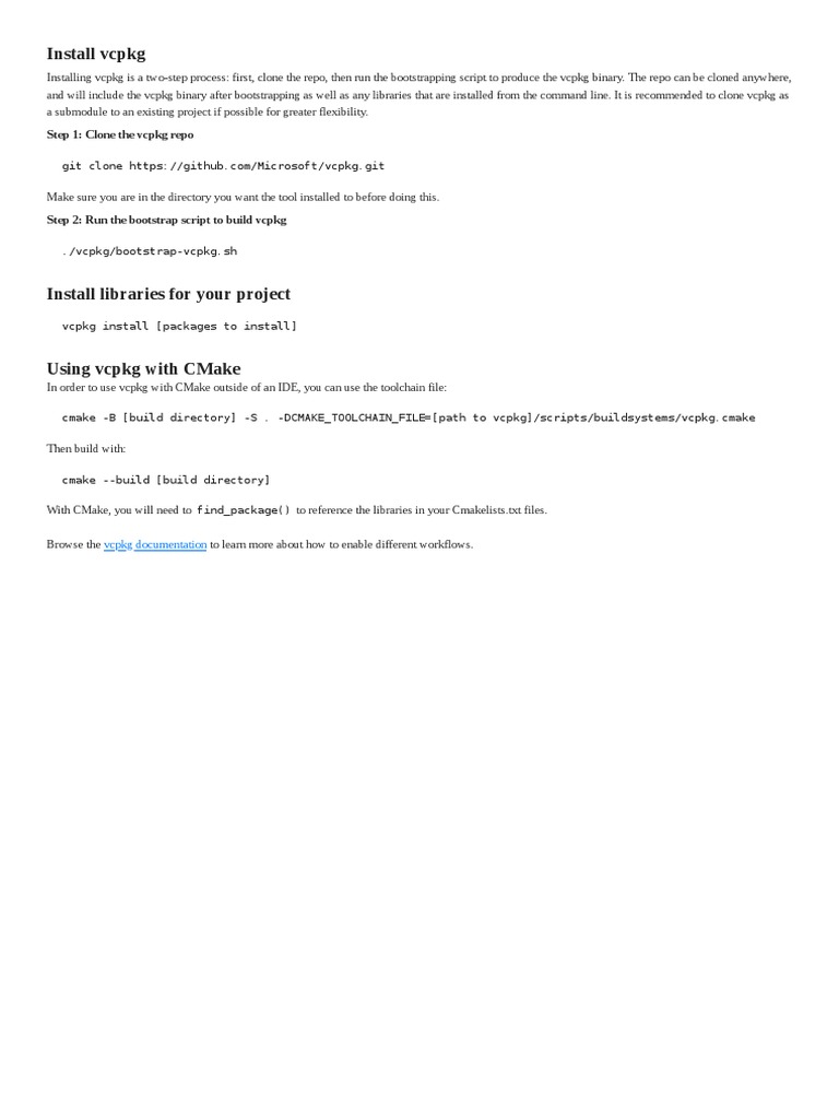 Install VCPKG: Step 1: Clone The VCPKG Repo | PDF