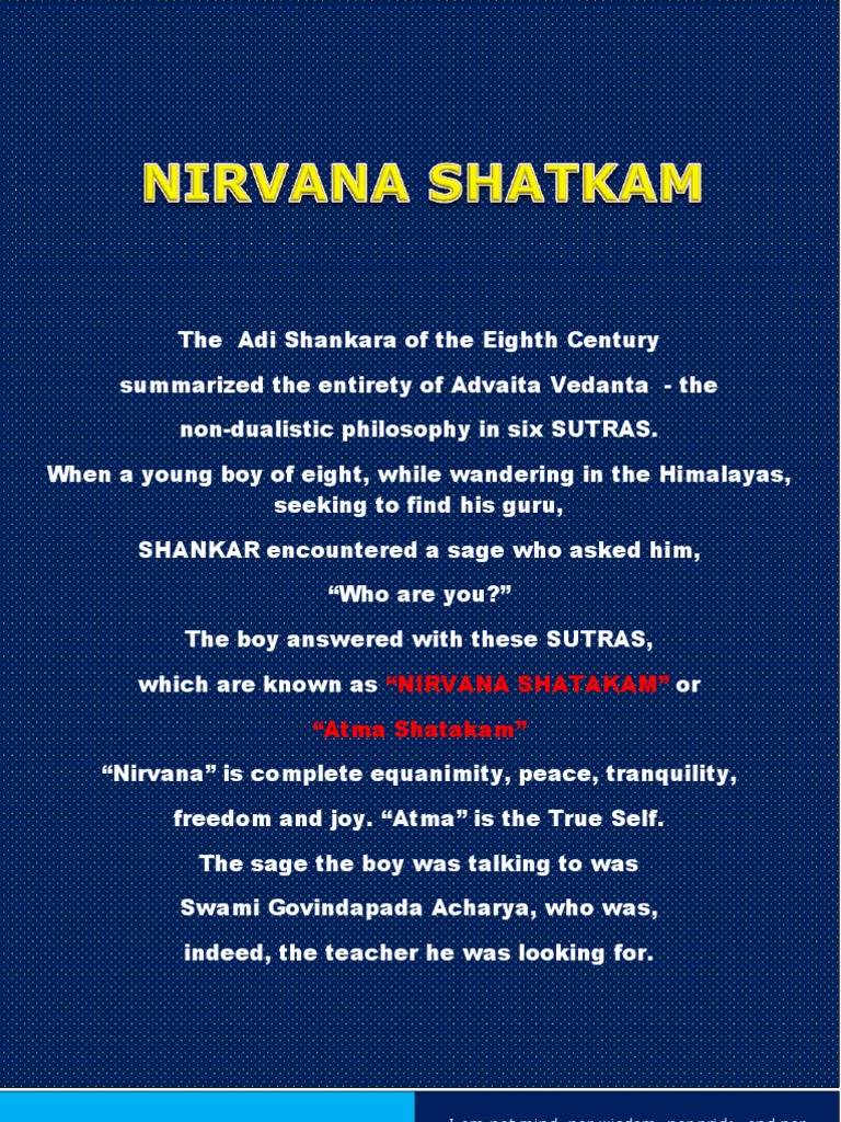 Nirvana Shatkam Abridged Pdf ﾄ Tman Hinduism Indology