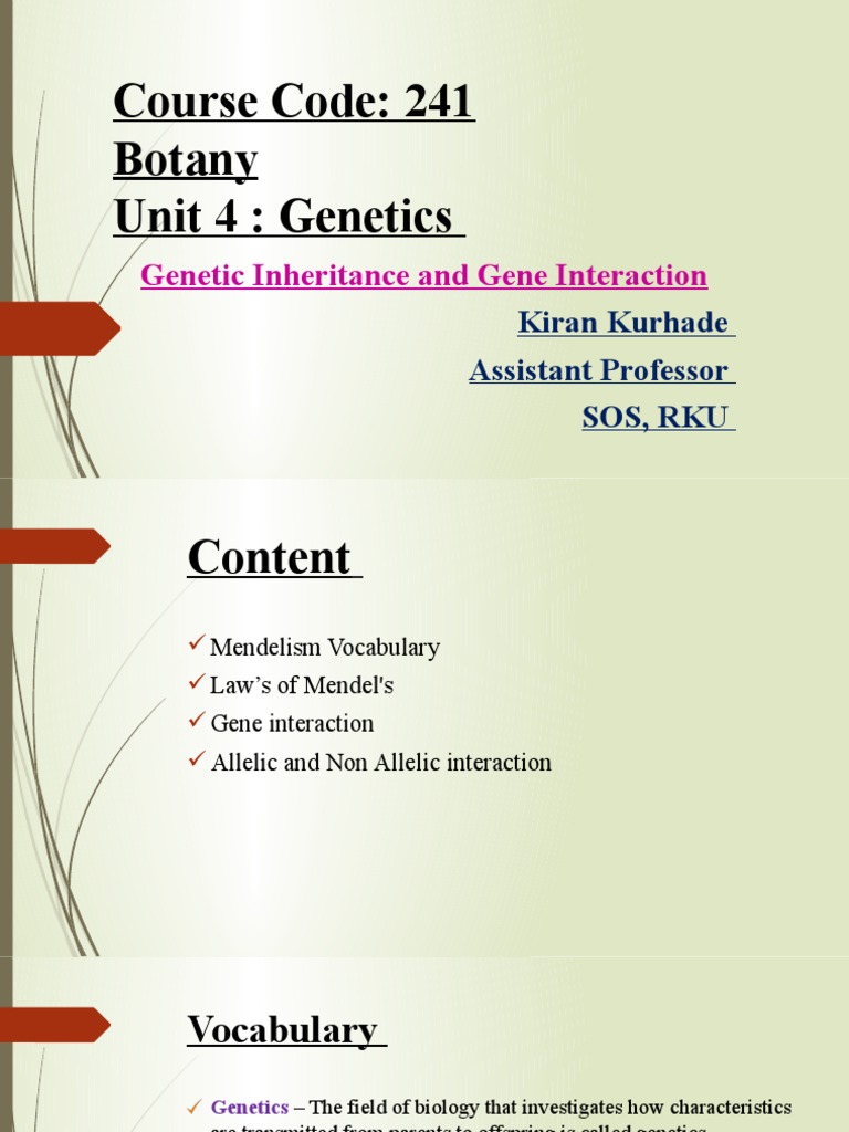 Genetic Inheritance and Genetic Interaction | PDF | Dominance (Genetics ...