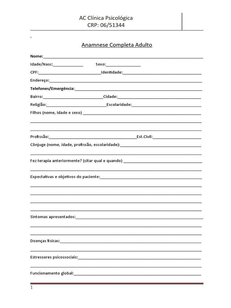 Anamnese Completa Adulto, PDF, Relação sexual