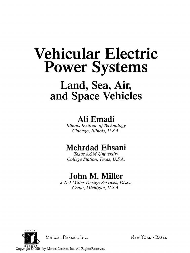 Vehicular Electric Power Systems Ali Emadi PDF Electrical Network