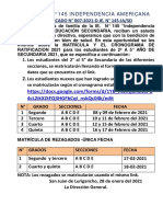 Ratificación - Matricula - Secundaria