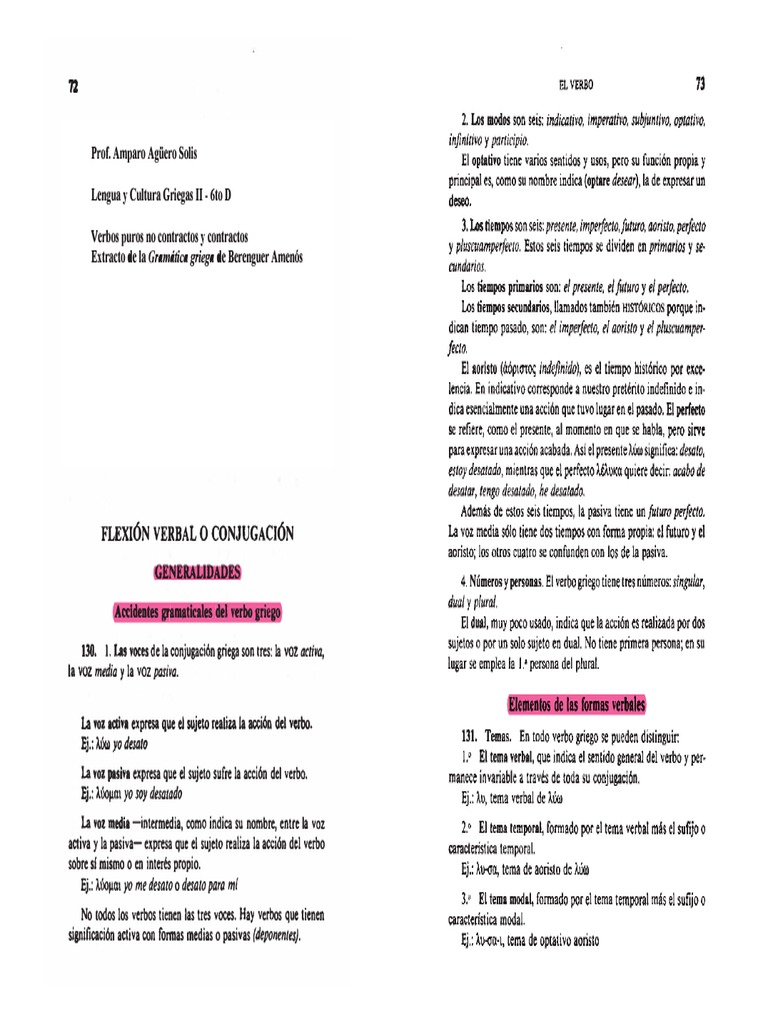 Verbos Puros No Contractos Y Reglas De Contraccion