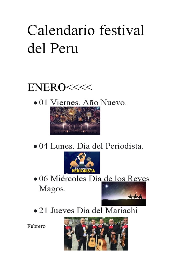 Calendario Festival Del Peru | PDF