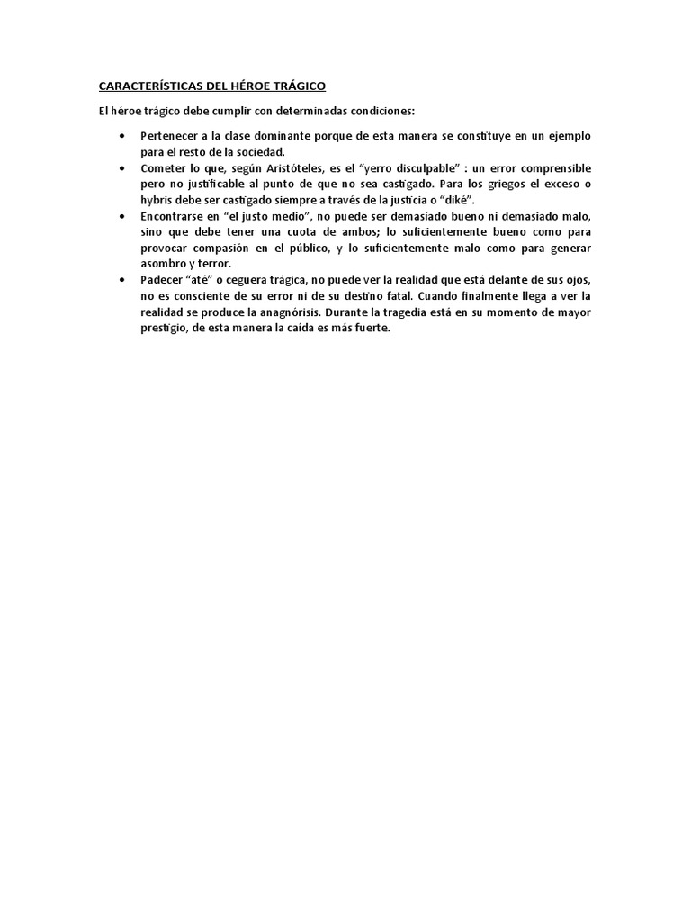Características Del Héroe Trágico | PDF