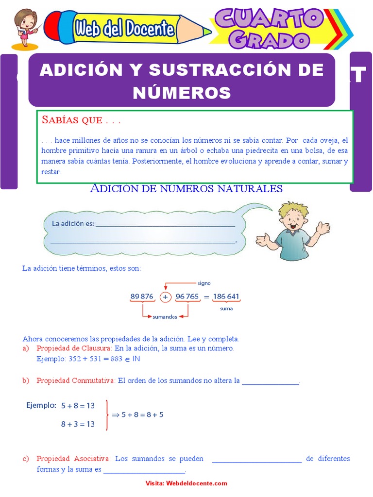 Ficha De La Adicion Y Sus Partes Para Cuarto De Primaria 768x1024
