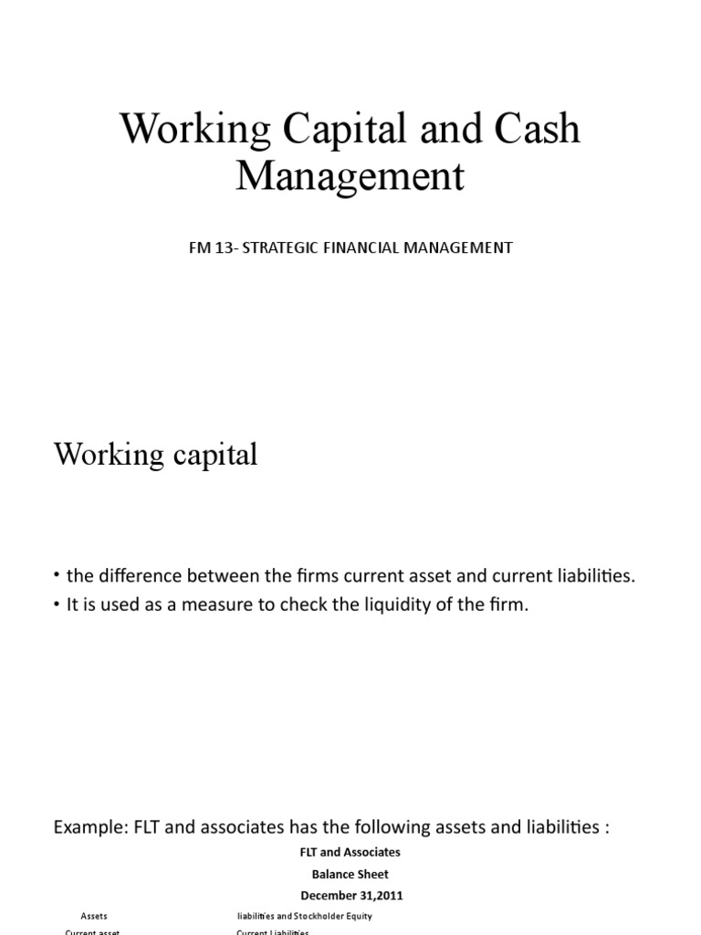 Working Capital and Cash Management | PDF | Working Capital | Cheque