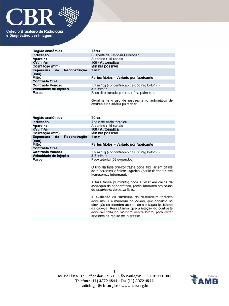 Protocolos De Tc Tórax Pdf Medicina Clínica Doenças E Distúrbios