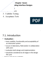 Chapter Seven Evaluating Interface Designs: 2. Expert Review 3. Usability Testing 4. Acceptance Tests