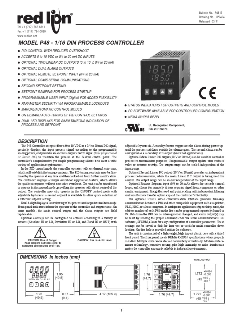 Model P48 - 1/16 Din Process Controller: Description | PDF | Control ...