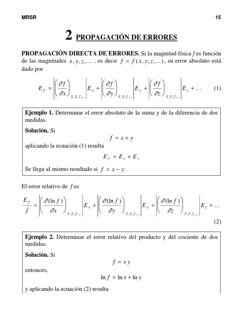 Propagacion de Errores PDF Derivado Velocidad