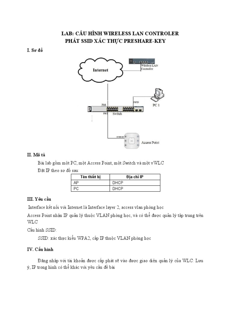 CẤU HÌNH WIRELESS LAN CONTROLER | PDF