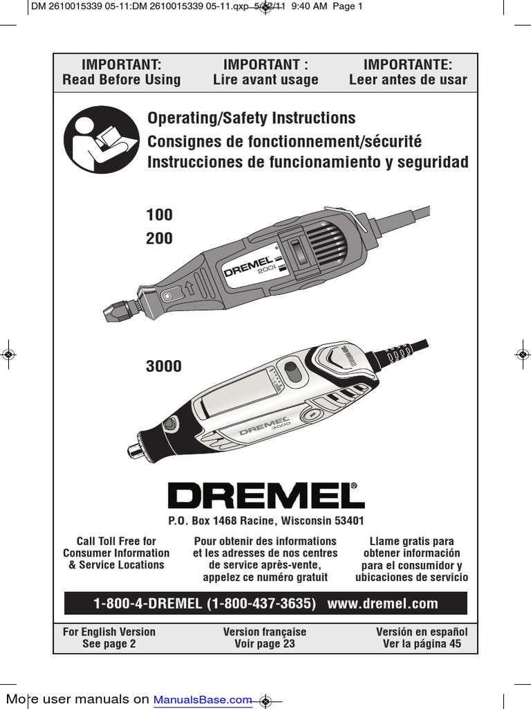 Ensemble d'outils rotatifs série 200 de Dremel, 2 vitesses, 67 accessoires