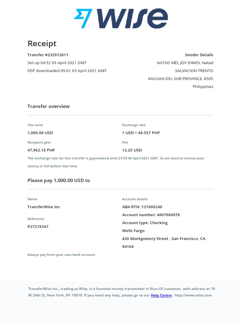Receipt: Transfer Overview | Download Free PDF | Money | Financial ...
