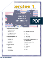 Pay Attention To The Following Birthday Card and Answer The Questions!