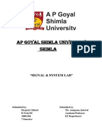 Ap Goyal Shimla University Shimla: "Signal & System Lab"