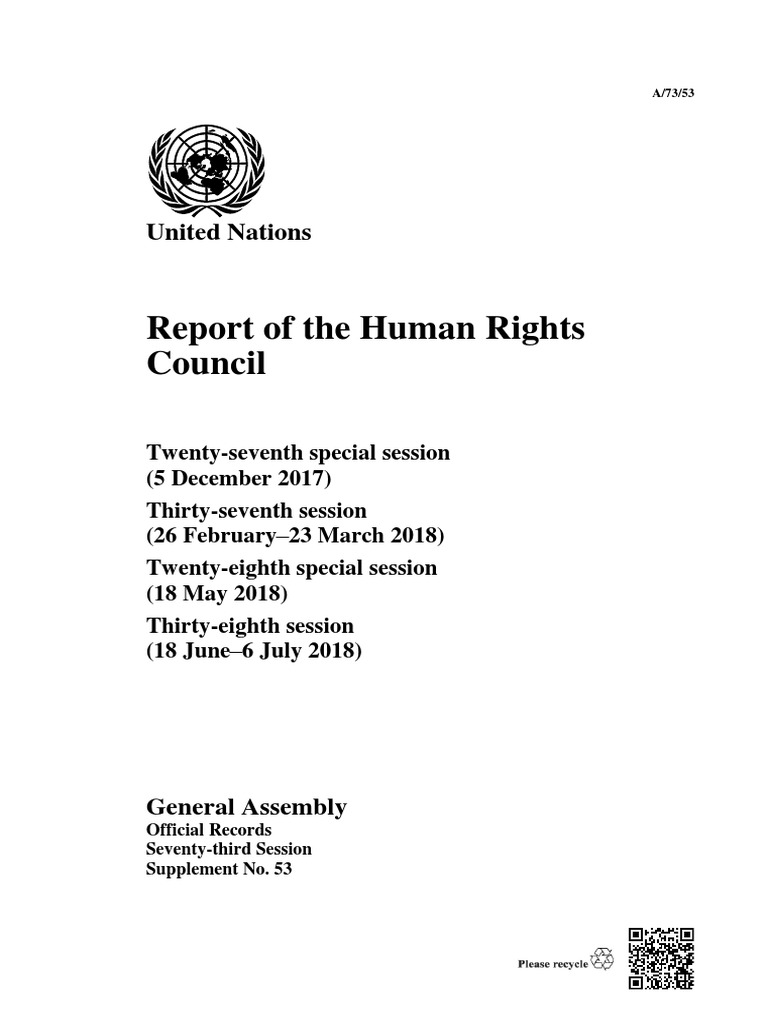 Report of The Human Rights Council: United Nations | PDF | Palestinian ...