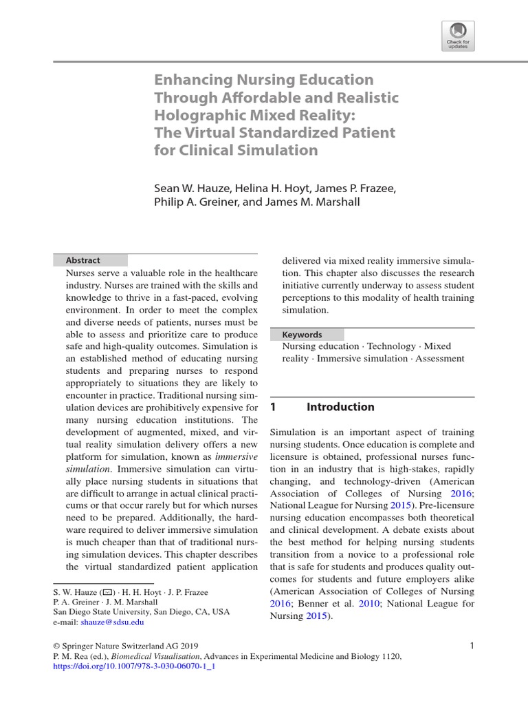 Hauze 2019 Enhancing Nursing Education Through | PDF | Virtual Reality ...