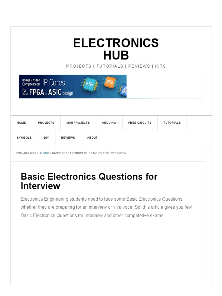 Electronics HUB: Basic Electronics Questions For Interview | PDF ...