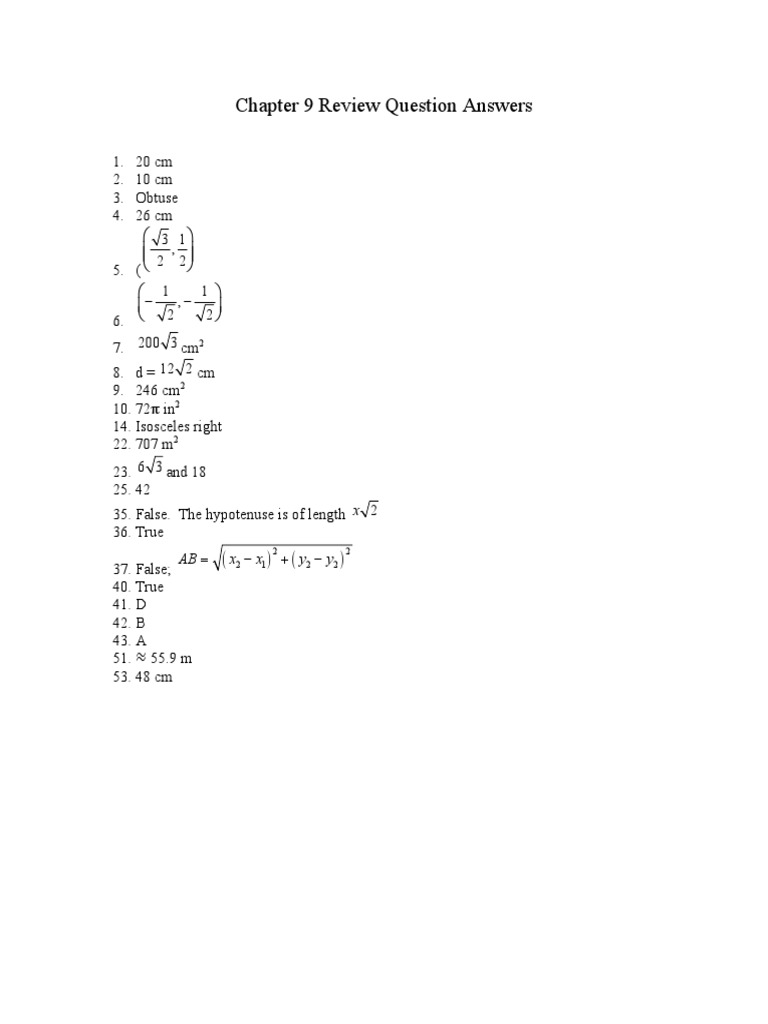 Chapter 9 Review Answers Summary | PDF | Teaching Methods & Materials
