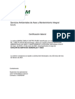 Certificado Laboral - Maria Camila - Auxiliar de Aseo y Servicios Generales SAIM