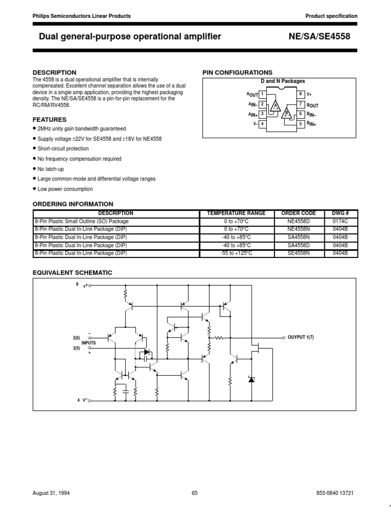 【中古】 Schema / Schema 4558 | PDF | Operational Amplifier | Amplifier
