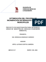 Optimización Del Proceso de Incineración de Residuos Sólidos Municipales