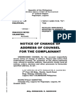 Notice of Change of Address of Counsel