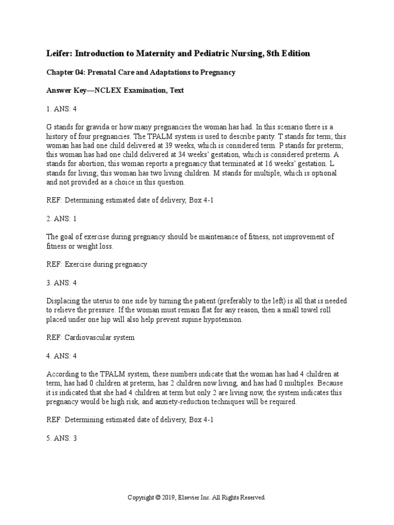 Elsevier Introduction To Maternity and Pediatric Nursing NCLEX Review