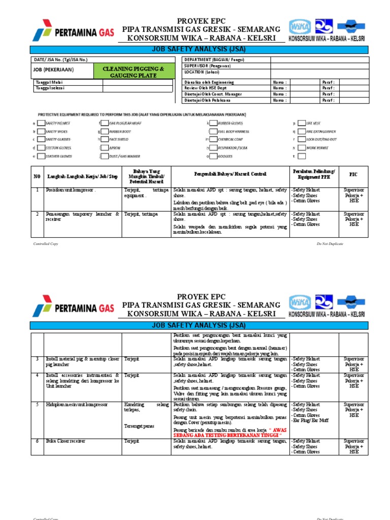 CLEANING JSA and Risk Assesment Project KWRK PDF