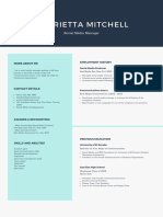Pale Turquoise Social Media Manager Simple Resume