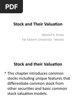 Stock and Their Valuation: Melziel A. Emba Far Eastern University - Manila