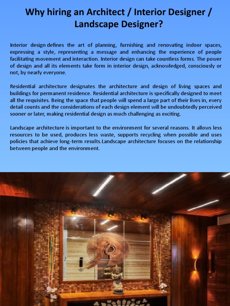 Why Hiring An Architect Interior Designer Landscape Designer | PDF ...