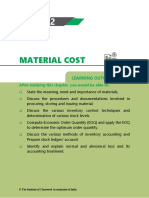 Material Cost: Learning Outcomes
