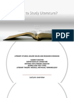 How To Study Literature?: Week 1 Class 1 Introduction To The Study of Literatures in English