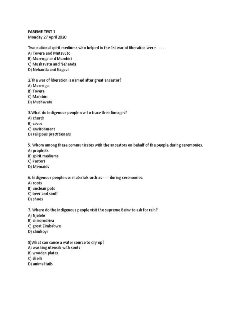Fareme Test 1 | PDF