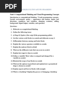 Unit I: Computational Thinking and Visual Programming Concepts