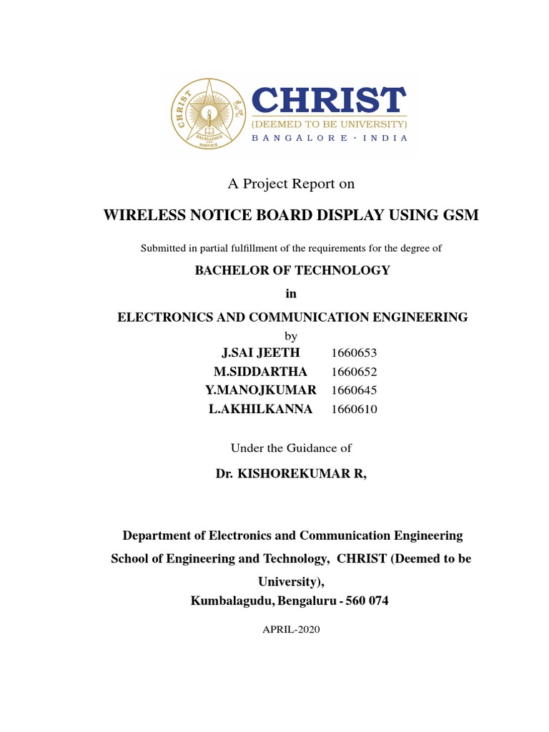 A Project Report On Wireless Notice Board Display Using GSM PDF