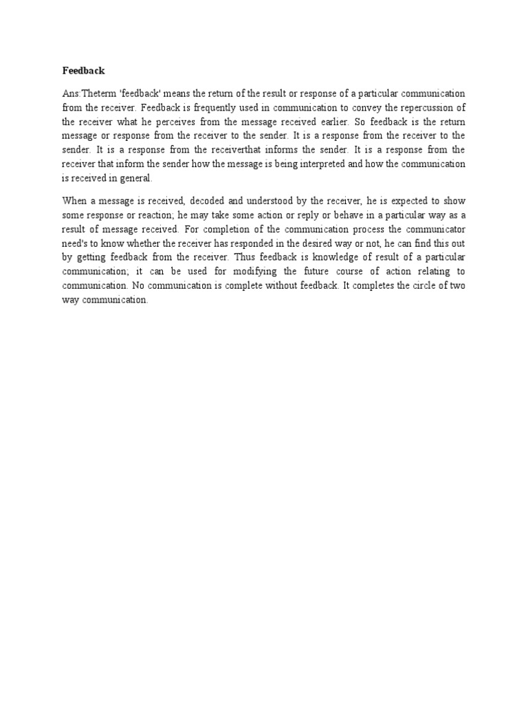 Feedback Short Notes PDF